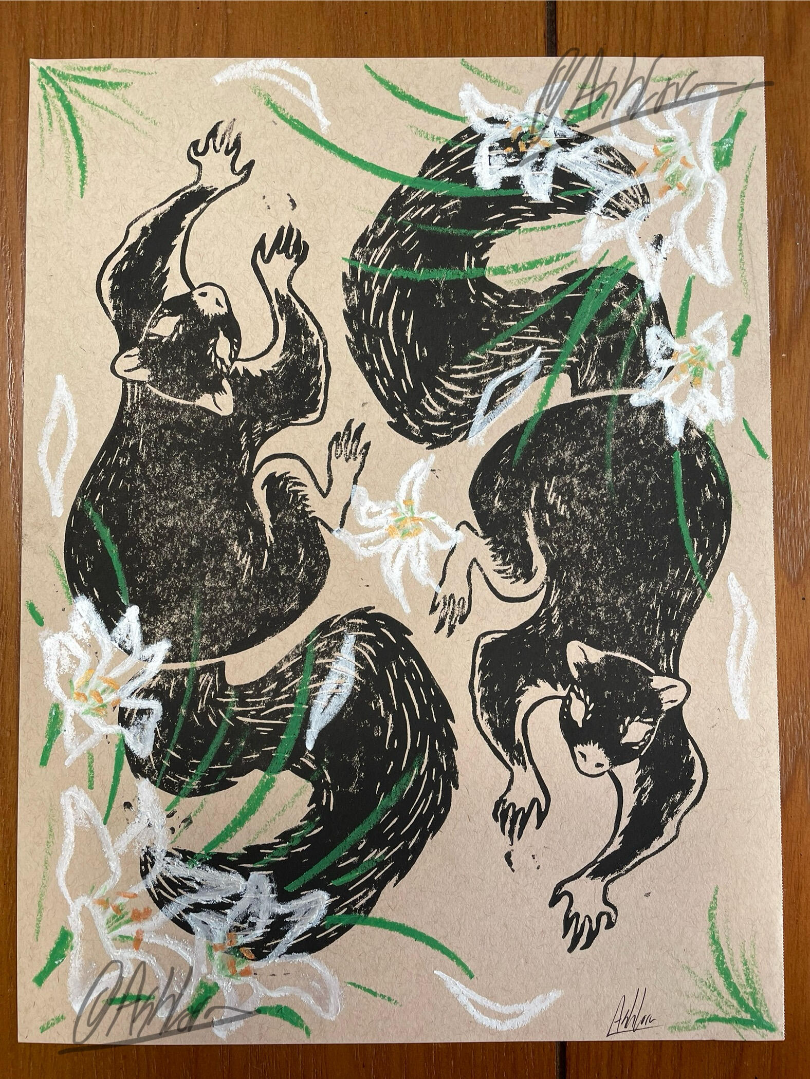 Fox Squirrel In Lillies