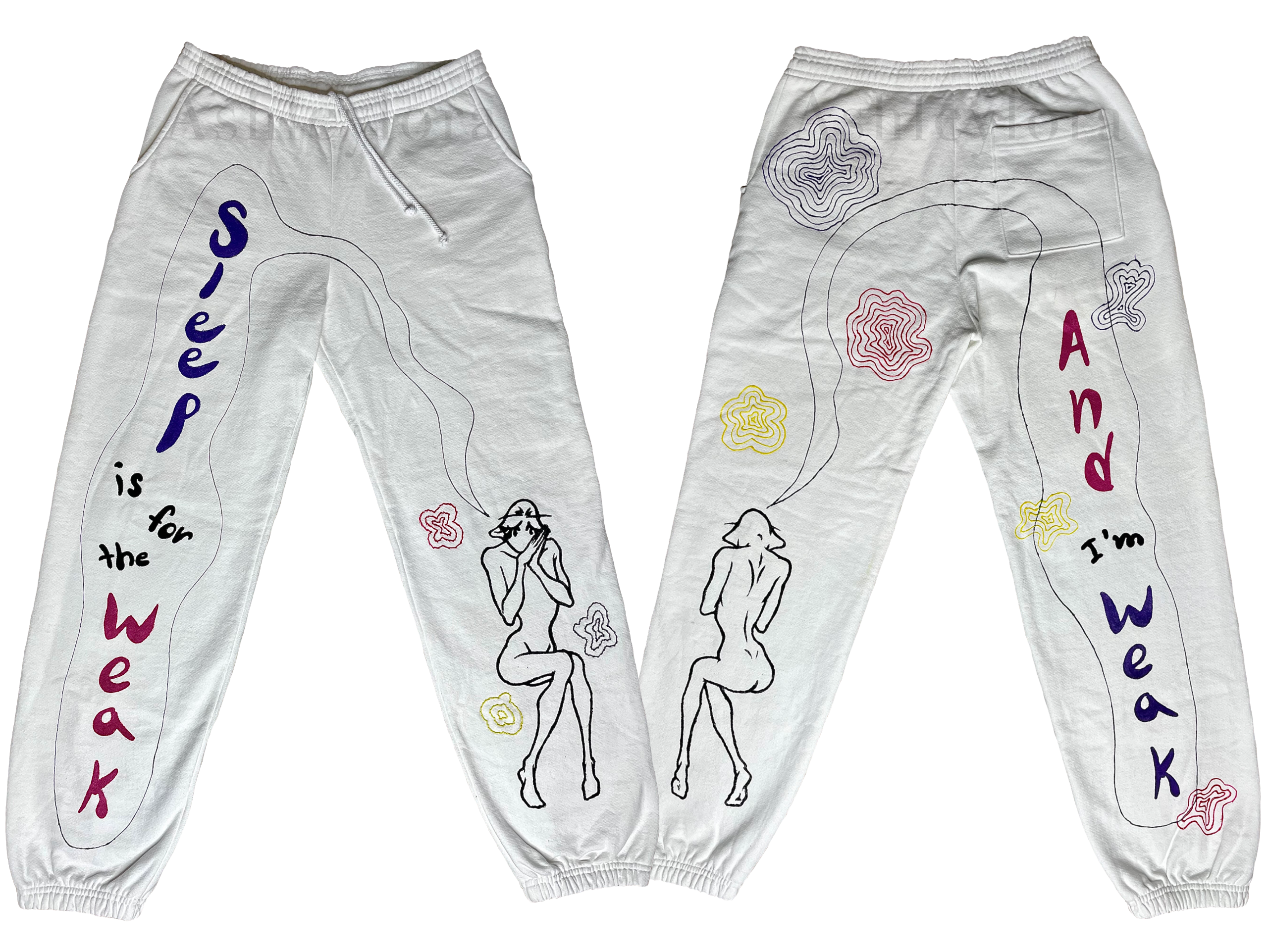 Weak For Sleep White Pants